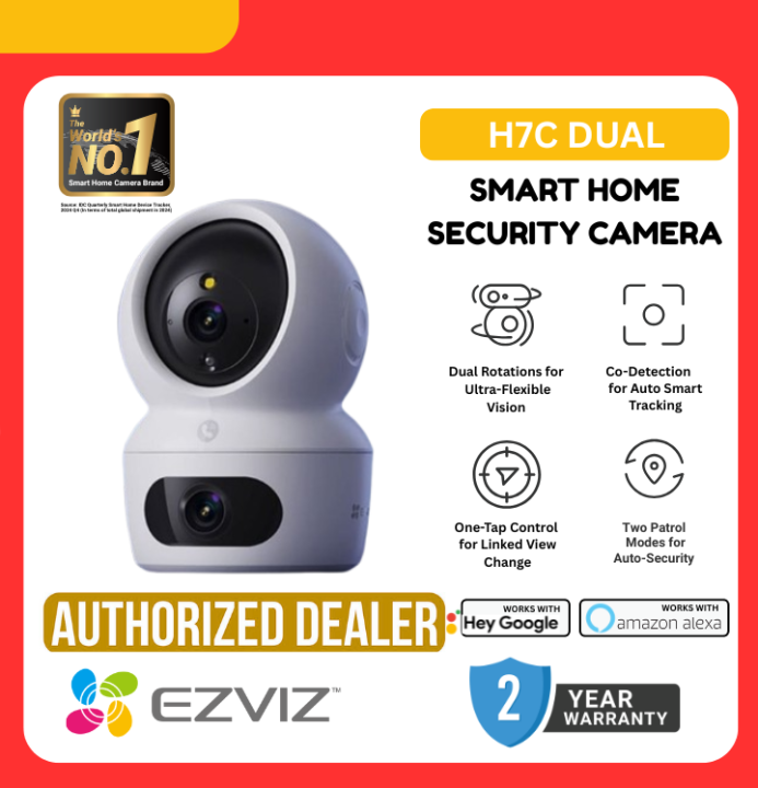 Ezviz by Hikvision H7C 4MP+4MP Dual Lens Wireless Wi-Fi IP Camera Indoor Pan/Tilt 2K+ Security CCTV Camera | Loud Noise Detection | Human Shape Detection | Color Night Vision | Two-Way Talk | Co-Detection Auto-Tracking | Supports Up to 512GB Storage