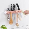 1Pcs Multifunctional 6 Hooks Wall Mounted Kitchen Hanger Self Adhesive Hanger Hooks Knife Fork Spoon Organizer - Multi. 