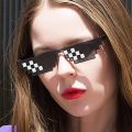 Mosaic Sunglasses Trick Toy Glasses Funny Pixel Glasses For Women And Men--black. 
