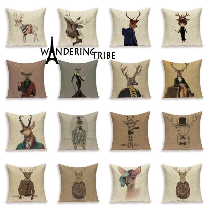 Nordic Elk Cushion Covers Rustic Pillow Finery Deer PillowCase Chair Large Linen Home Decor Animal Pillows Covers Case