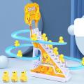 Small Ducks Climbing Toys - Electric Ducks Chasing Race Track Game Set - Playful Roller Coaster Toy with 3 Ducks LED Flashing Lights & Music Button - Fun Duck Stair Climbing Toy for Toddlers and Kids. 