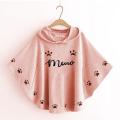 Round Style Meow Hooded Poncho For women. 
