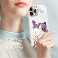 Hontinga for OPPO Reno Z Back Cover With Lanyard Luxury 6D Plating Shiny Pretty butterfly Case Soft Silicone Square Mobile Cover. 