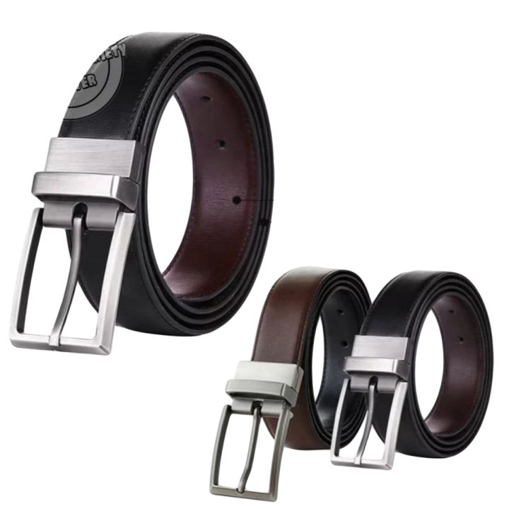 2 in 1 Double Sided Black & Brown Turning Buckle Belt for Men.