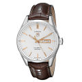 Tag Heuer Carrera Calibre 5 Brown Leather Strap White Dial  Automatic Watch for Gents - WAR201DFC6291. 