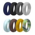 SC Wholesale Men Outdoor Sport Rings Step Edge Design Breathable Rubber Ring 2023 Classic 8mm Arc Silicone Wedding Rings for Men. 