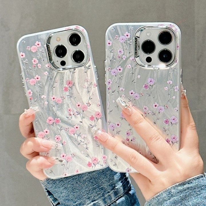 ♥Original Product+FREE Shipping+COD♥ 2024 New Summer IMD Laser Cute Flowers Floral Phone Case For iPhone 15 14 13 11 12 Pro Max anti drop phone case
