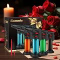 Torch Lighter, Jet Flame Lighter Refillable Butan-e Gas with with Base, Windproof with Flame Fixed Lock and Adjustable Flame Lighter for Kitchen,Outdoor,Gifts(Multi). 