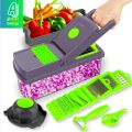 Vegetable Chopper cutter Slicer Multifunctional 14 in 1 Food Choppers Onion Chopper Vegetable Slicer Cutter Dicer Veggie Chopper with 8 Blades, Colander Basket, Container for Salad Potato Carrot Garlic. 