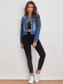 Blue Short Denim Jacket for Women  Premium Quality  Export Denim Stuff  ZRANZIE. 