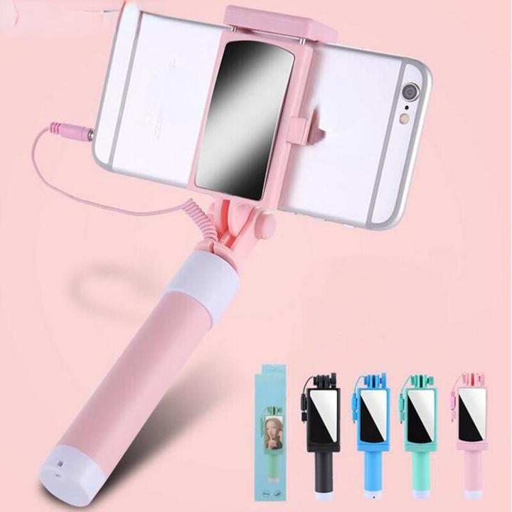 Mini Selfie Stick With Button Wired Silicone Handle Monopod For iPhone 6/6S Sticks