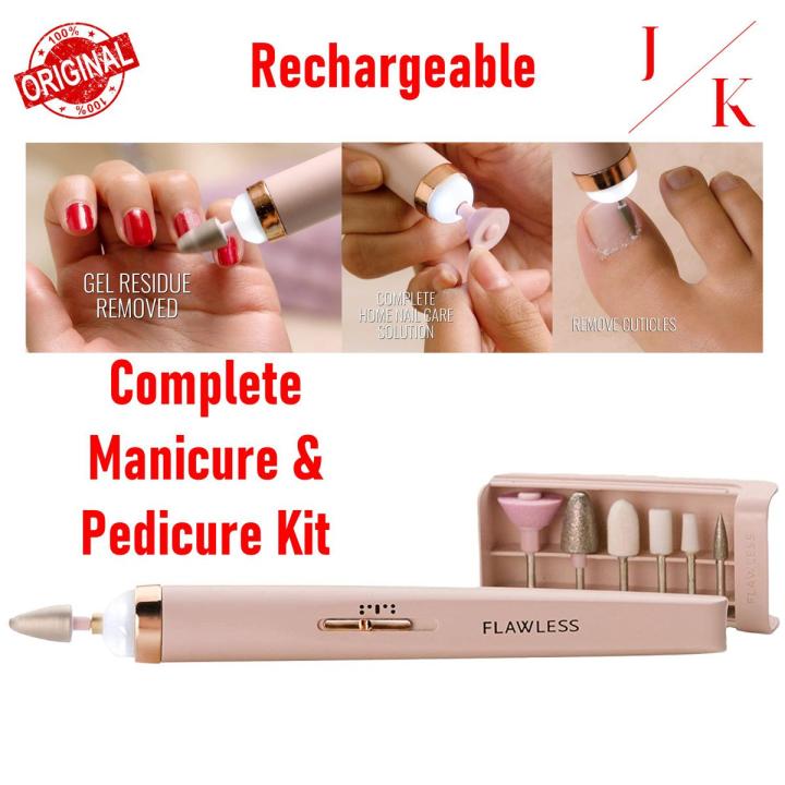 Original Rechargeable Salon Nails Kit Electronic Nail Filer, Buffer, Shiner, Cuticles and Nail Polish Remover, and Full Manicure and Pedicure Kit Machine