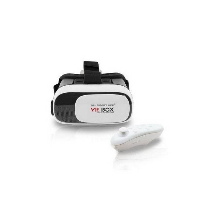 VR Virtual Reality Box 2nd Gen. Glasses With Bluetooth Gaming Remote Controller - White
