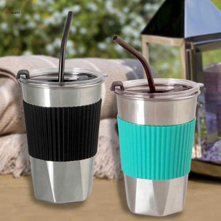 Insulated Sippy Cup Coffee Travel Mug 474ml Reusable Stainless Steel, Leakproof Durable Coffee Tumbler Thermal Cup for Adult water