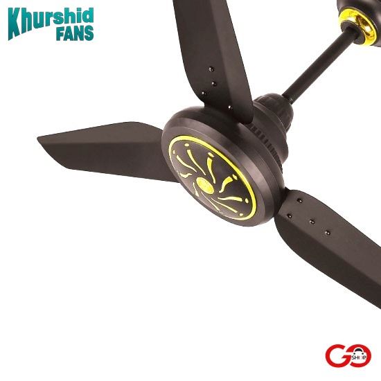 Khurshid Fan AC DC Icon Black Fancy Ceiling Fan - Inverter Hybrid with Remote Control Copper Winding - 56 Inches Blade Size