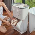 Laundry Baskets with Wheels Trolley Laundry Collector 2 Layers with 3 Storage Baskets for Bedroom Bathroom. 