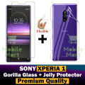 Sony Xperia 1 Unbreakable Gorilla Flexible Nano Glass Premium High Quality Screen Protector + Back Protector Transparent Hydrogel Soft Film jell Protection For Sony Xperia 1. 