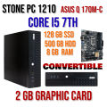 STONE PC 1210, CORE I5 7th , 8GB DDR4 RAM, 128GB SSD, 500GB HDD, 2GB GRAPHIC CARD (CONVERTABLE). 