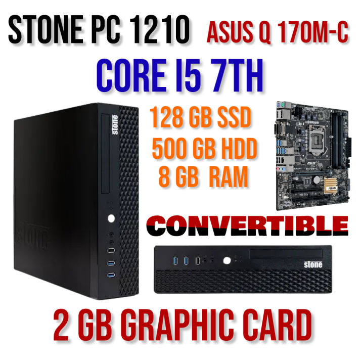 STONE PC 1210, CORE I5 7th , 8GB DDR4 RAM, 128GB SSD, 500GB HDD, 2GB GRAPHIC CARD (CONVERTABLE)