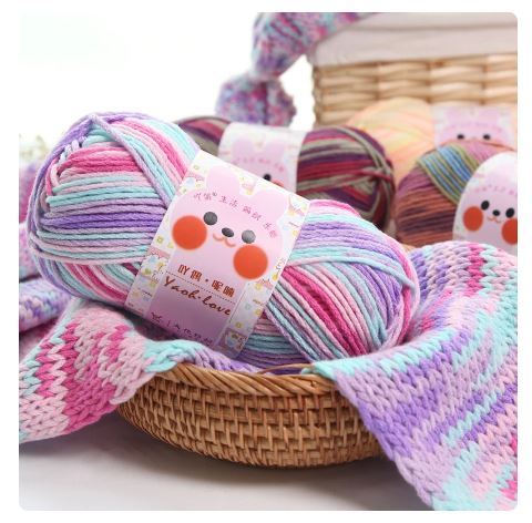 (3ply-80g) Acrylic Double Knit Yarn Ball in Multi Colors- Crochet Knitting yarn ball - Woolen Multi Crochet Thread ball