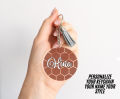 Round Keychain with Custom Name – Hexagon Style. 