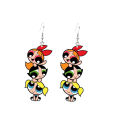 Cute Powerpuff Girls Earrings Blossom Bubbles Buttercup Powerpuff Girls Dangle Earrings Charm For Pendant Kids Adults Fans Gift. 