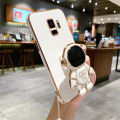 For Samsung Galaxy S9 / S9 Plus Back Cover with Astronaut Stand Lanyard Luxury 6D Plating Shiny  Phone Case Soft Silicone Square Frame Protective Cases Pouch Girls Women. 