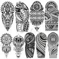 Large Maori Temporary Tattoos For Men Women Realistic Thorns Totem Wolf Mandala Geometric Tattoo Stickers Arm Body Tatoos. 