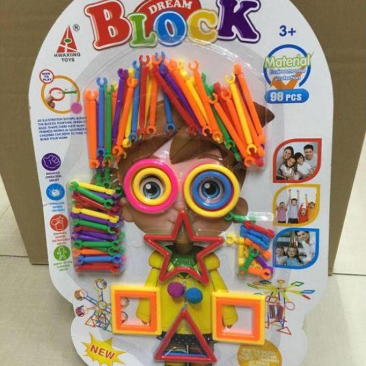 Magic Stick Blocks Colorful Dream Blocks Plastic Building Stick Kits - 98 Pcs - Teeli Blocks
