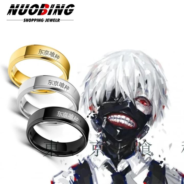 YAHoO Anime Tokyo Ghoul Kinmu Kenyan Role-playing Stainless Steel Ring Men And Women Universal Gothic Jewelry Gift Props Accessories