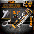 Tolsen 12Pcs Quick Release Reversible Ratchet w/ Socket Set (3/8" Drive) 15151 Industrial Series. 