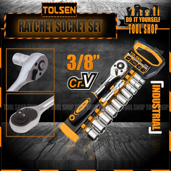 Tolsen%2012Pcs%20Quick%20Release%20Reversible%20Ratchet%20w/%20Socket%20Set%20(3/8"%20Drive)%2015151%20Industrial%20Series%20-%20Image%202