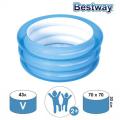 Bestway 51033 - Inflatable Kiddie Play Pool Easy Setup Deflate Baby Swimming Pool Bathtub for Kids 2+ years old - 27.5" x H12'' / Diameter 70cm x H30 cm. 