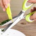 5 Layers Multi-functional Stainless Steel Multilayer Kitchen Scissors Chopped Green Onion Vegetable Cut Herb Spices Scissors. 