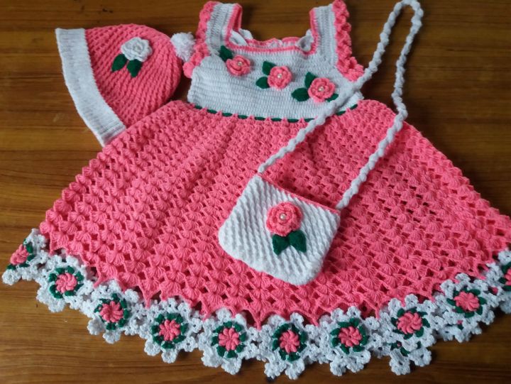 Handmade crochet frock and upper set main image 0