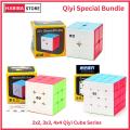 Special Bundle Original Qiyi Rubiks Cube Series (2x2, 3x3, 4x4) Stickerless Qiyi Warrior S Best Quality Fast Speed Magic Rubik Speed Cube Educational Puzzle Toys. 