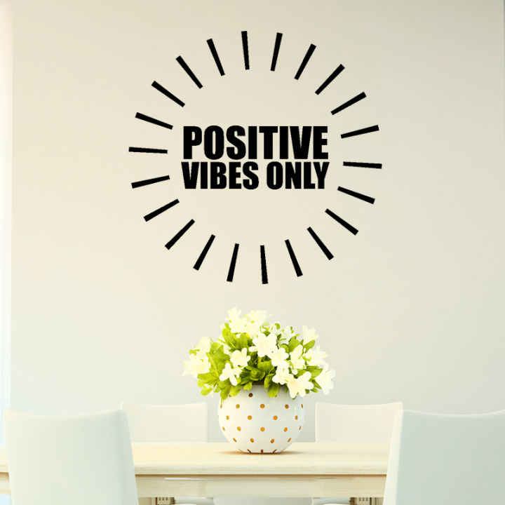 Jade Gallery Caspia Positive Vibes Only Wall Decal Sticker Vinyl 2 X 2 Feet Wall Decor Stickers For Living room Home office Kitchen Dining Area Table Restaurants Black color