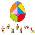 Kids Wooden Colorful Tangram Jigsaw Puzzles DIY Intelligence Development Toy. 