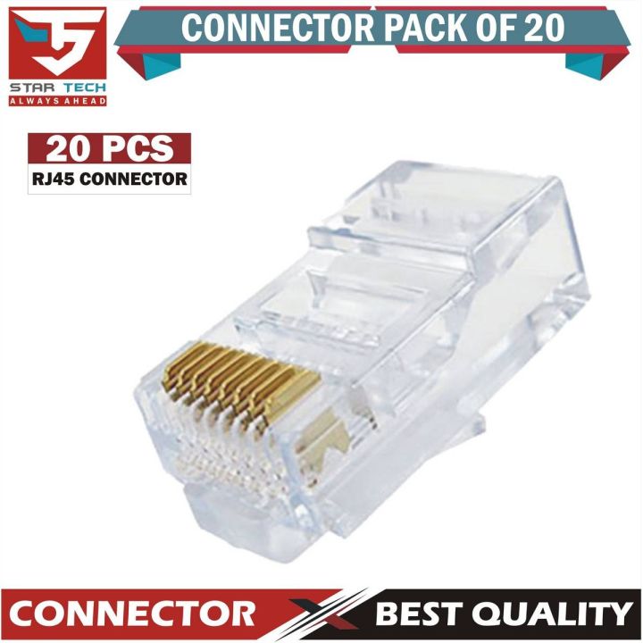 20 Pcs Crystal Network Cable Connector Cat5 Cat5e Cat6 | Daraz.pk
