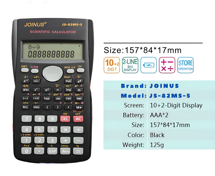 Scientific Calculator Joinus JS-82MS-5 || 240 Calculation Functions | High Precision, Easy-to-Use for Students & Professional