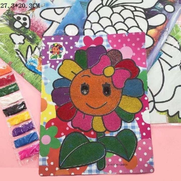 【10 pcs】Creative DIY Sand Painting Kids Montessori Toys Children Crafts Doodle Colour Sand Art Drawing Paper Educational Toy