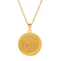 [ New ] Gold Plated Ala Pendant Necklace Jewelry round Oval Pendant Chain Male Couple Middle East Get Goods Ornament. 