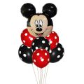 Mickey Mouse Head Foil Balloon & 6 Red Black Latex Balloons For Kids Birthday Party Decoration. 