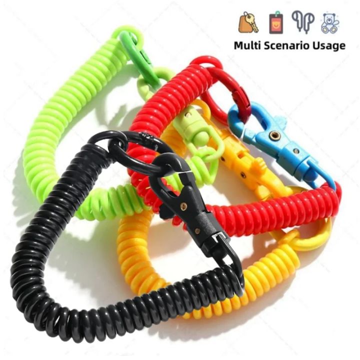1/5pcs Colorful Spring Rope Keychain Bag Mobile Phone Strap Keychain - Swimming Pool ID Badge And Outdoor Sports Wrist Key Chain