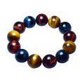 14mm Colorful Tiger Eye Stone Bracelet for Women Natural Multicolor. 