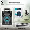 Sixonic GTS 1637 / 1638 Portable Rechargeable Wireless Bluetooth Speaker with Microphone – Best for Small Gatherings High Quality Stereo Sound, Big Woofer Mp3 Speaker FM Radio USB Memory Card Supported. 