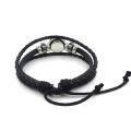 Shippuden Eye Bracelet Men Anime Uchiha Blood Chakra Eye Kaleidoscope Glass Button Black Weave Leather Bracelet Fashion Jewelry. 