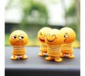 Dancing Head Doll, Stress Relief Toy, for Students to Relief Stress during Studies, Smiling Face Emoji, Heart Emoji, Cartoon, Shaking Head Dolls, For Car Decorate Dashboard car accessories, Motivational Emoji’s Pack of 6. 