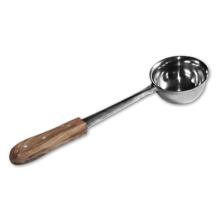 Milk Spoon or Tea Spoon High Quality Stainless Steel Wooden Handle Milk Pouring Tea Laddle Cooking Deep Spoon چائے والا پوا