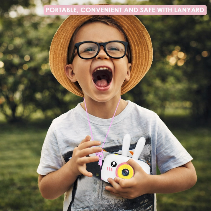 DAN%20TECHNOLOGY%201080P%20Kids%20Digital%20Camera%20%7C%2012MP%20HD%20Children%20Camera%20,%20Neck%20Strap%20&%20Rabbit%20Silicone%20Case%20%7C%20Kids%20Video%20Camera%20with%205%20Modes%20&%2028%20Cartoon%20Frames%20-%20Image%204
